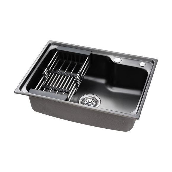 Cefito Kitchen Sink 61X43CM Stainless Steel Basin Single Bowl Black Drain Basket - RnR Galore