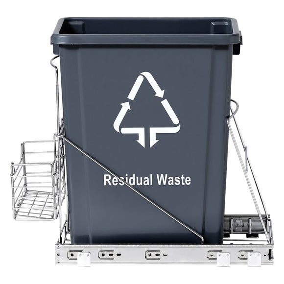 Cefito Pull Out Bin Kitchen Cabinet Slide Garbage Rubbish Bins Basket 40L Grey - RnR Galore