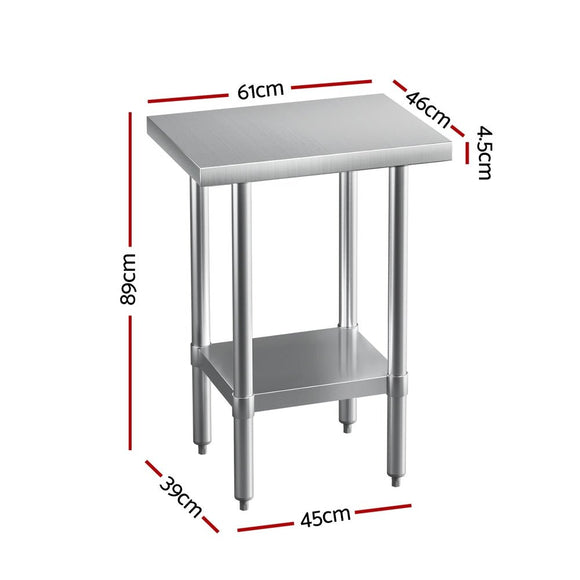 Cefito Stainless Steel Kitchen Benches Work Bench 610x457mm 430 - RnR Galore