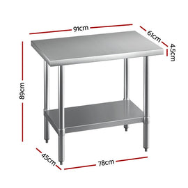 Cefito Stainless Steel Kitchen Benches Work Bench 910x610mm 430 - RnR Galore