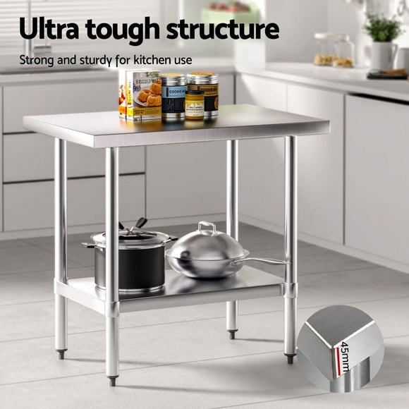 Cefito Stainless Steel Kitchen Benches Work Bench 910x610mm 430 - RnR Galore