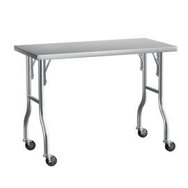 Cefito Stainless Steel Kitchen Benches Work Bench Wheels 122X61CM 430 - RnR Galore