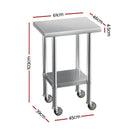 Cefito Stainless Steel Kitchen Benches Work Bench Wheels 61X46CM 430 - RnR Galore