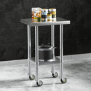 Cefito Stainless Steel Kitchen Benches Work Bench Wheels 61X46CM 430 - RnR Galore