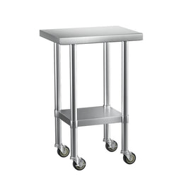 Cefito Stainless Steel Kitchen Benches Work Bench Wheels 61X46CM 430 - RnR Galore