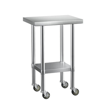 Cefito Stainless Steel Kitchen Benches Work Bench Wheels 61X46CM 430 - RnR Galore