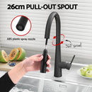 Cefito Stainless Steel Sink 100x45CM With Pull Out Mixer Tap Kitchen Basin Double Bowl Black - RnR Galore