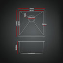 Cefito Stainless Steel Sink 44x44CM With Pull Out Mixer Tap Kitchen Basin Single Bowl Black - RnR Galore