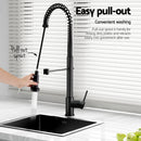Cefito Stainless Steel Sink 51x45CM With Pull Out Mixer Tap Kitchen Single Bowl Black - RnR Galore