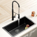 Cefito Stainless Steel Sink 70x45CM With Pull Out Mixer Tap Kitchen Basin Single Bowl Black - RnR Galore
