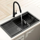 Cefito Stainless Steel Sink 70x45CM With Pull Out Mixer Tap Kitchen Basin Single Bowl Black - RnR Galore