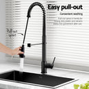 Cefito Stainless Steel Sink 70x45CM With Pull Out Mixer Tap Kitchen Basin Single Bowl Black - RnR Galore