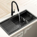 Cefito Stainless Steel Sink 81x45CM With Pull Out Mixer Tap Kitchen Basin Single Bowl Black - RnR Galore