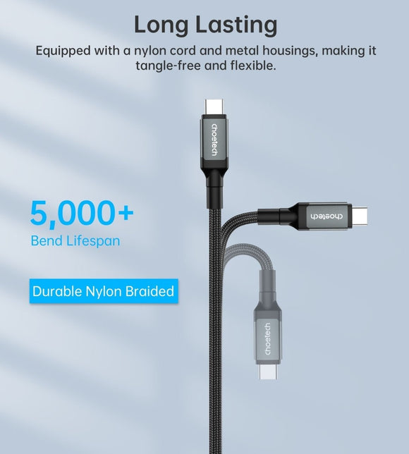 CHOETECH XCC - 1040 USB - C M to M 240W Super Fast Speed Gen3 Cable 1.2M - RnR Galore