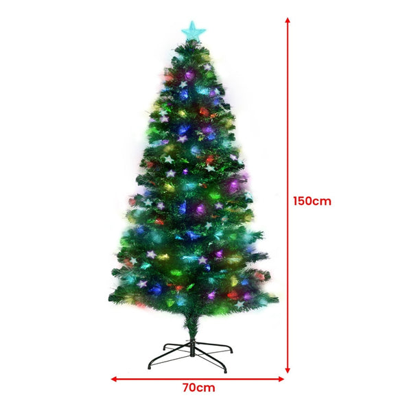 Christabelle 1.5m Enchanted Pre Lit Fibre Optic Christmas Tree Stars Xmas Decor - RnR Galore