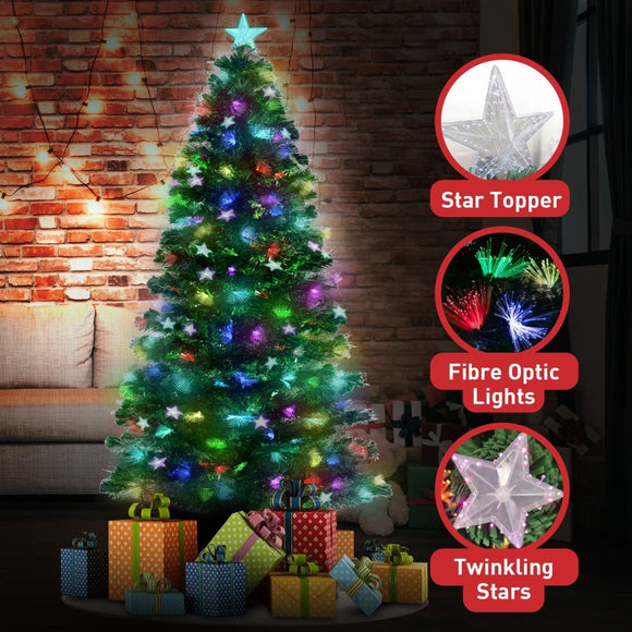Christabelle 1.5m Enchanted Pre Lit Fibre Optic Christmas Tree Stars Xmas Decor - RnR Galore