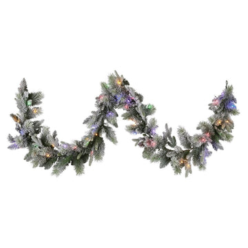 Christabelle 2.7m Christmas Garland Snowy with LED Lights Stamford Spruce Tree Decoration Ornament - RnR Galore