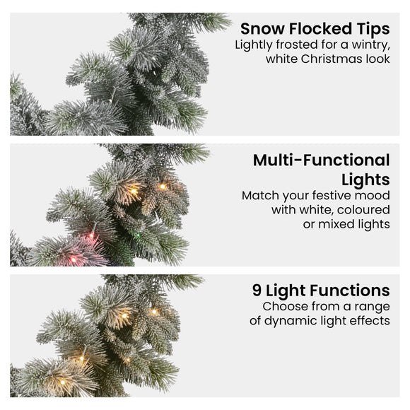 Christabelle 2.7m Christmas Garland Snowy with LED Lights Stamford Spruce Tree Decoration Ornament - RnR Galore