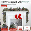 Christabelle 2.7m Christmas Garland Snowy with LED Lights Stamford Spruce Tree Decoration Ornament - RnR Galore