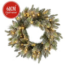 Christabelle 61cm Christmas Wreath Snowy Stamford Spruce with Coloured LED Lights Front Door Decoration Ornament - RnR Galore