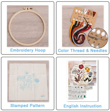 Christmas Embroidery DIY Kit with 20CM Faux Bamboo Hoop - Nordic Style Cross Stitch Material Pack (Style 4) - RnR Galore
