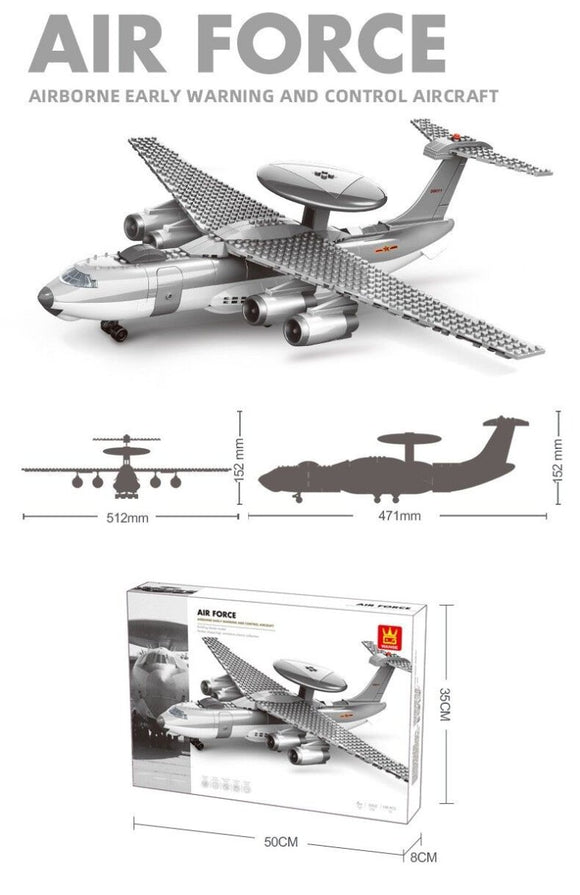 Christmas gift KJ2000 Airborne Early Warning Aircraft Building Blocks Set, 199 Pieces Military Model Kit for Kids Aged 6+ & Enthusiasts（KJ2000 early warning aircraft） - RnR Galore