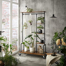 Clothing Garment Rack on Wheels with 5 - Tier, Industrial Pipe Style, Rustic Brown - RnR Galore