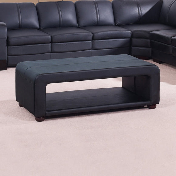 Coffee Table Upholstered PU Leather in Black Colour with open storage - RnR Galore