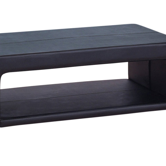 Coffee Table Upholstered PU Leather in Black Colour with open storage - RnR Galore