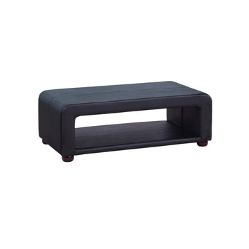 Coffee Table Upholstered PU Leather in Black Colour with open storage - RnR Galore
