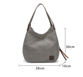 Coffee Women's Canvas Hobo Handbag Multi - Compartment Shoulder Tote Bag Minimalist Casual Purse 30cm for Work Shopping & Travel - RnR Galore
