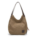 Coffee Women's Canvas Hobo Handbag Multi - Compartment Shoulder Tote Bag Minimalist Casual Purse 30cm for Work Shopping & Travel - RnR Galore