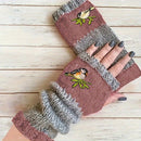 Color - Block Bird Embroidered Fingerless Knit Gloves – Warm, Flexible, Perfect for Daily Autumn/Winter Use, 8.5×22cm Stylish Practical Commute Hand - Warming Essential(GREEN) - RnR Galore