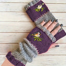 Color - Block Bird Embroidered Fingerless Knit Gloves – Warm, Flexible, Perfect for Daily Autumn/Winter Use, 8.5×22cm Stylish Practical Commute Hand - Warming Essential(red) - RnR Galore
