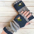 Color - Block Bird Embroidered Fingerless Knit Gloves – Warm, Flexible, Perfect for Daily Autumn/Winter Use, 8.5×22cm Stylish Practical Commute Hand - Warming Essential(red) - RnR Galore