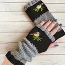 Color - Block Bird Embroidered Fingerless Knit Gloves – Warm, Flexible, Perfect for Daily Autumn/Winter Use, 8.5×22cm Stylish Practical Commute Hand - Warming Essential(red) - RnR Galore