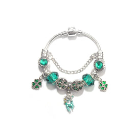Colorful Cat Eye Glass Bead Clover Pendant Bracelet(17cm) - RnR Galore