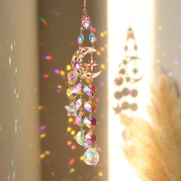 Colorful Dazzling Celestial Crystal Suncatcher - Star Shape Rainbow Maker Window Hanging Ornament - RnR Galore