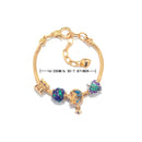 Colorful Leaf Moon Star Pendant Versatile Gold Bracelet(16cm) - RnR Galore