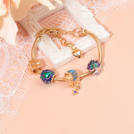 Colorful Leaf Moon Star Pendant Versatile Gold Bracelet(19cm) - RnR Galore
