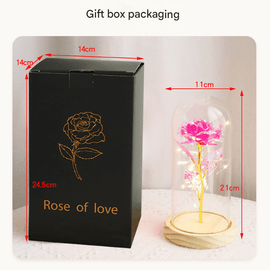 Colorful Rose LED Light – Black Clover Plastic Base,Battery Powered Flower Dome for Décor & Gifting - RnR Galore