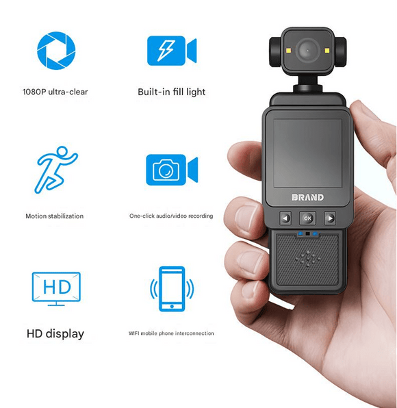 Compact Body Camera with 180° Rotatable Lens, Night Vision, WiFi & Built - in Fill Lights(black+128G) - RnR Galore