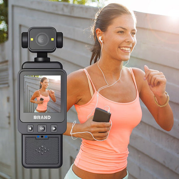 Compact Body Camera with 180° Rotatable Lens, Night Vision, WiFi & Built - in Fill Lights(black+128G) - RnR Galore