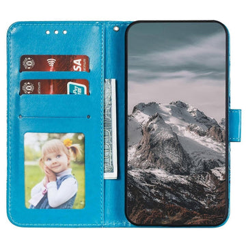 Compatible with Samsung Galaxy A56 5G Case with Multicolor Mandala Embossed PU Leather Wallet Cover - Blue - RnR Galore