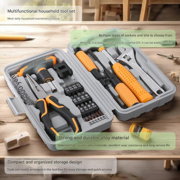 Comprehensive 30 - Piece Household Tool Kit - Multi - Functional Home Repair Set with Storage Case(Grey) - RnR Galore