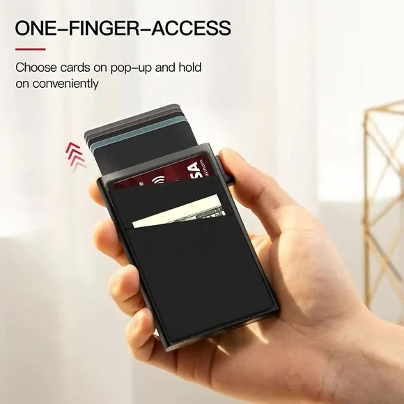 Contemporary Acrylic RFID Blocking Card Holder - Minimalist Business Wallet for Men, Automatic Pop - Up, 1pc - RnR Galore