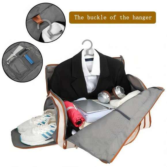 Convertible Travel Garment Bag Large Duffel Suit Carrier with Shoe Compartment & Hidden Backpack Straps Waterproof Black - RnR Galore