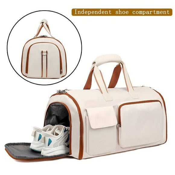 Convertible Travel Garment Bag Large Duffel Suit Carrier with Shoe Compartment & Hidden Backpack Straps Waterproof Blue - RnR Galore