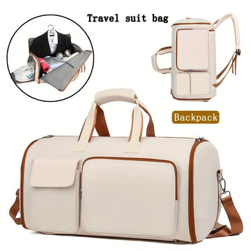 Convertible Travel Garment Bag Large Duffel Suit Carrier with Shoe Compartment & Hidden Backpack Straps Waterproof Light Pink - RnR Galore