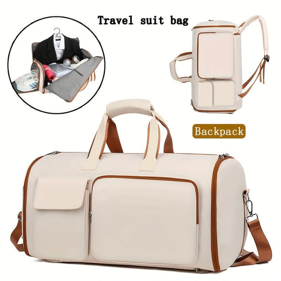 Convertible Travel Garment Bag Large Duffel Suit Carrier with Shoe Compartment & Hidden Backpack Straps Waterproof Light Pink - RnR Galore